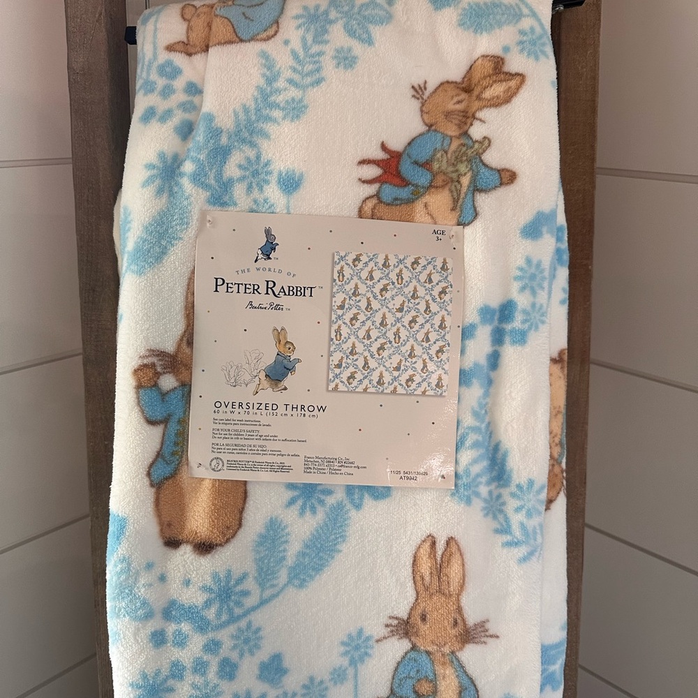 🐰 Blue & White Peter Rabbit 🐰 Throw Blanket